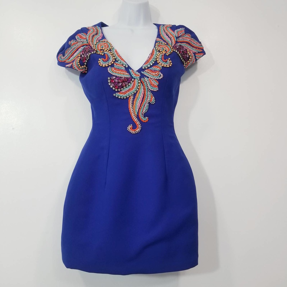 RARE PatBo Embellished Rhinestones Cocktail Mini Dress